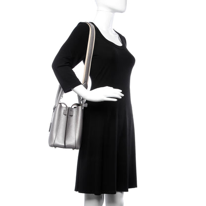MCM Metallic Grained Calfskin Medium Milla Tote Spike Silver 2 of 8