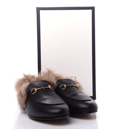 Gucci Malaga Kid Fur Womens Jordaan Loafers 39 Black Natural 10 of 10