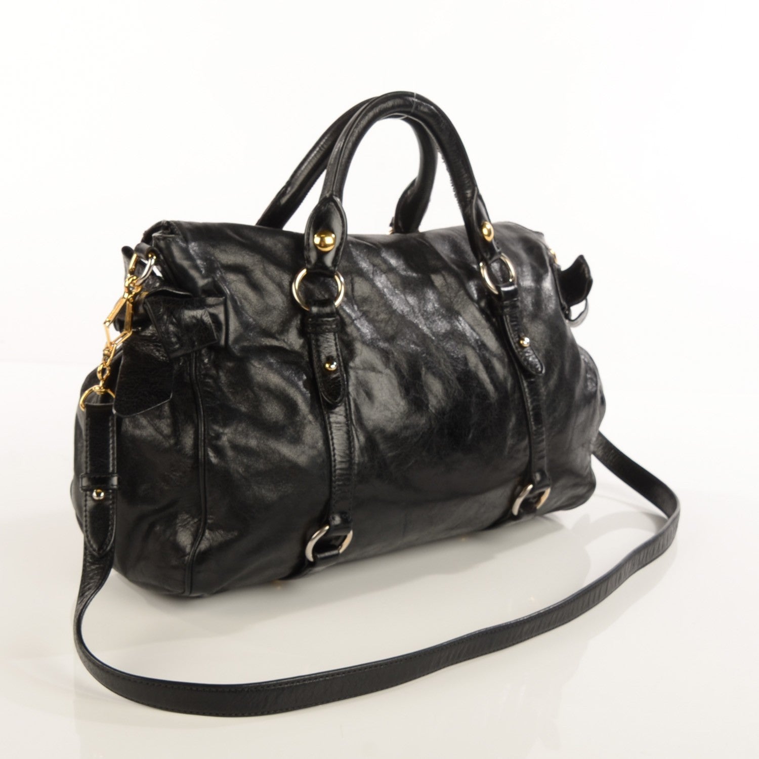 Miu Miu Vitello Lux Medium Bow Bag Nero Black 3 of 9