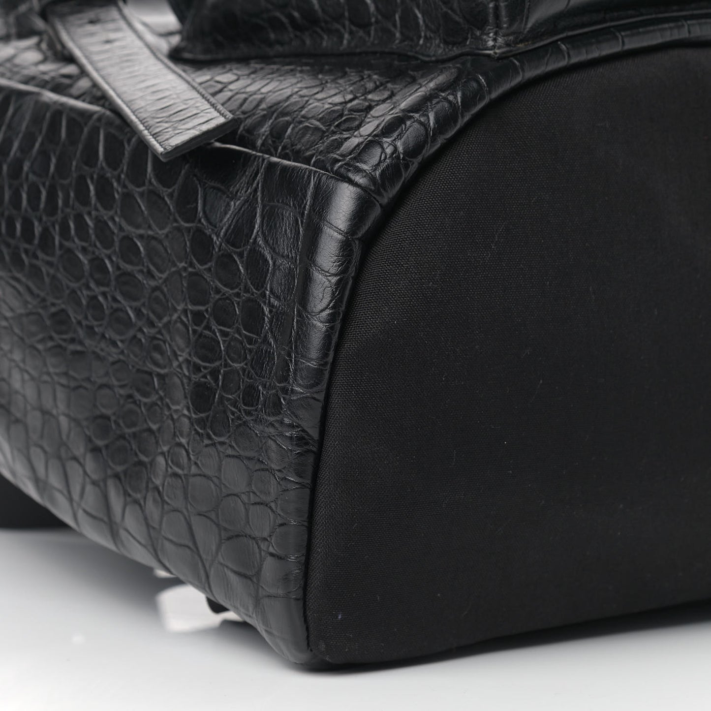 Crocodile Embossed Lambskin Noe Backpack Black