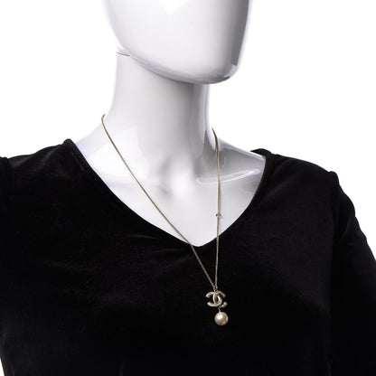Chanel Pearl CC Drop Necklace Gold 2 of 6