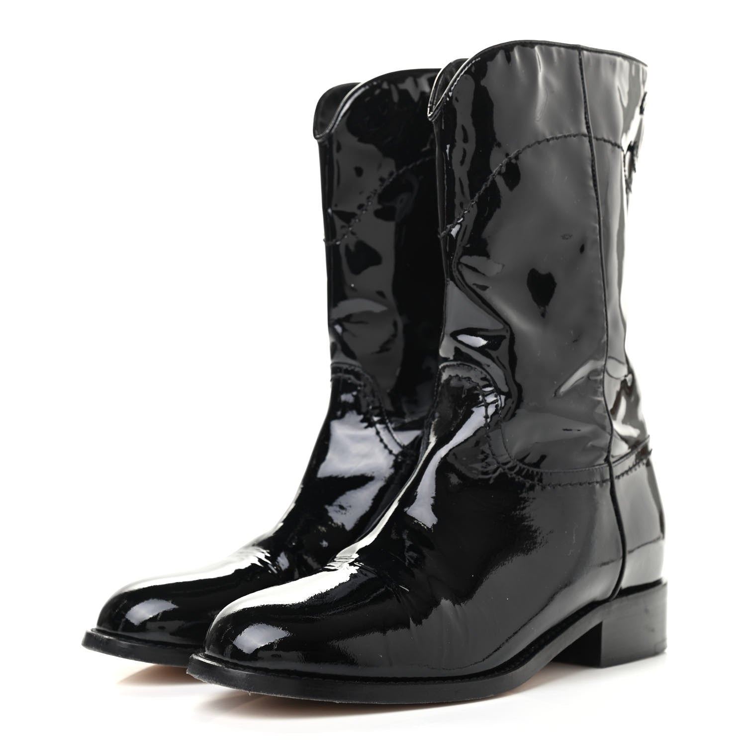 Chanel Patent Ascot High CC Boots 37 Black 3 of 11