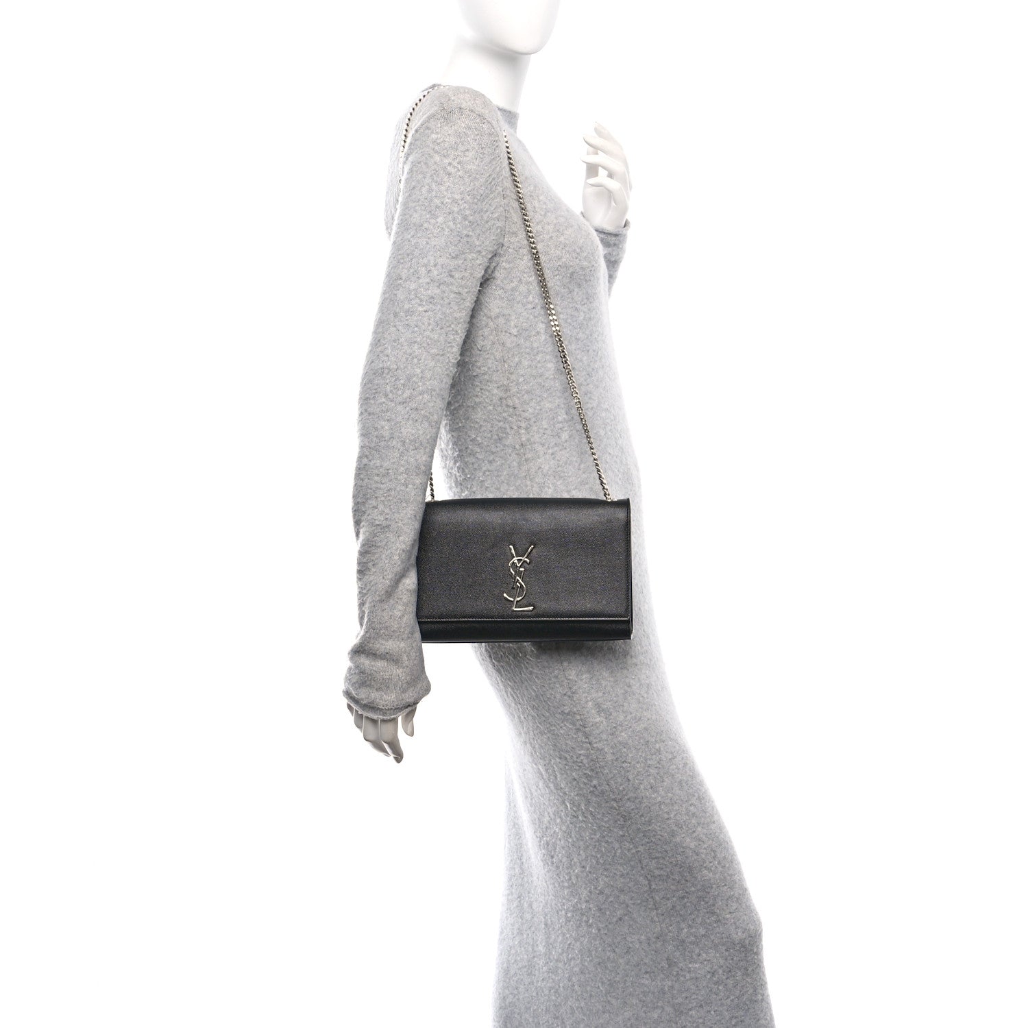 Saint Laurent Grain De Poudre Medium Classic Monogram Kate Satchel Black 2 of 12