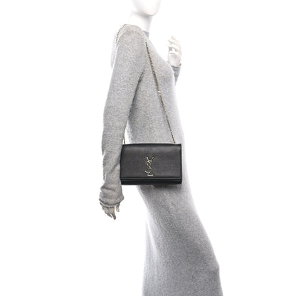Saint Laurent Grain De Poudre Medium Classic Monogram Kate Satchel Black 2 of 12