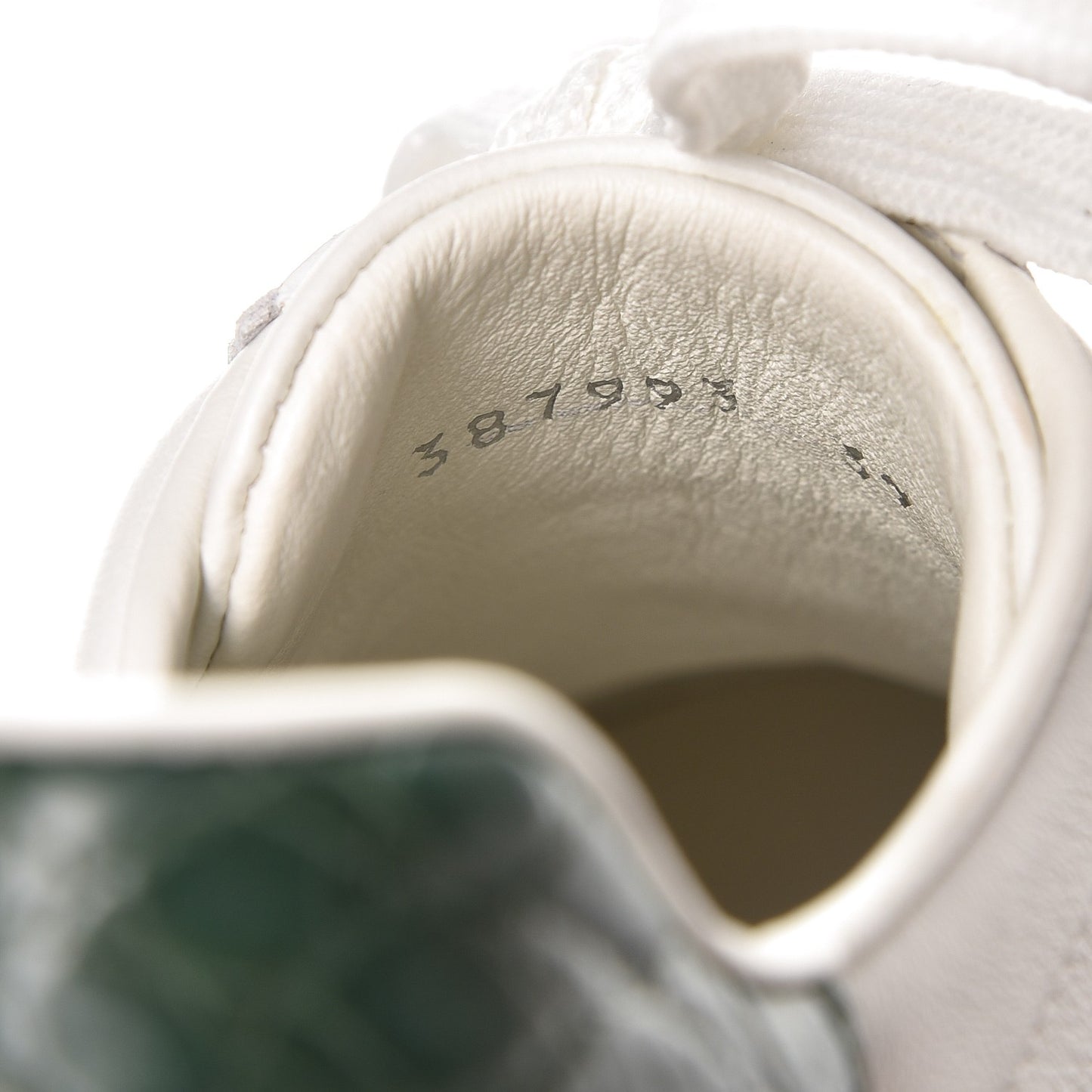 Calfskin Crocodile Web Ace Sneakers 37 White Green