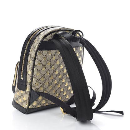Gucci GG Supreme Monogram Bees Print Small Day Backpack Beige Oro Black 3 of 10