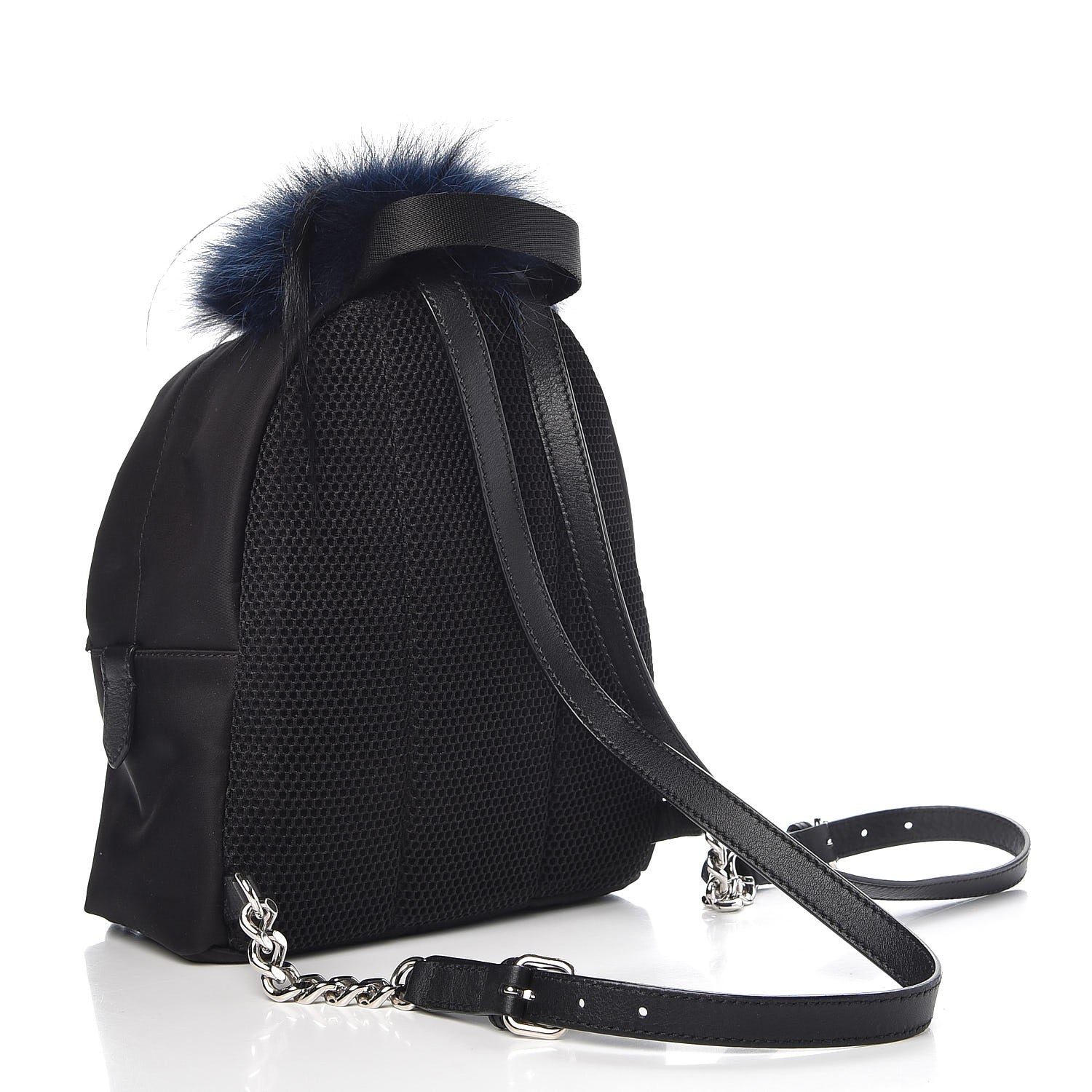 Fendi Nylon Vitello Fox Goat Fur Monster Eyes Mini Backpack Black Multicolor Sky 3 of 7