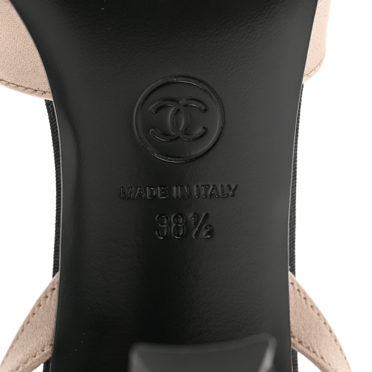 Chanel Satin Grosgrain Slingback Pumps 38.5 Beige Black 7 of 9
