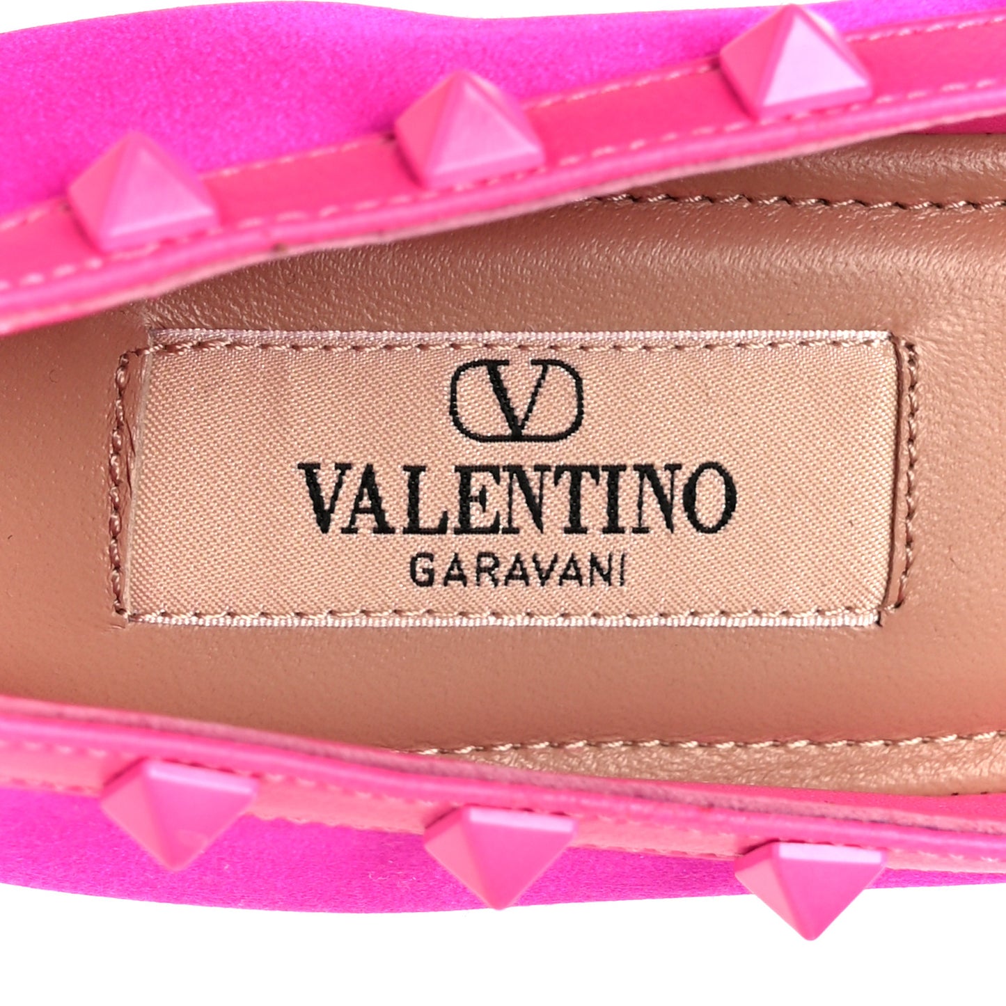 Satin Nappa Rockstud Ballerina Flats 37 Fuchsia