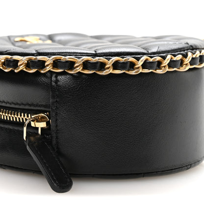 Chanel Lambskin Quilted Chain Around CC Round Clutch With Chain Black 9 of 10