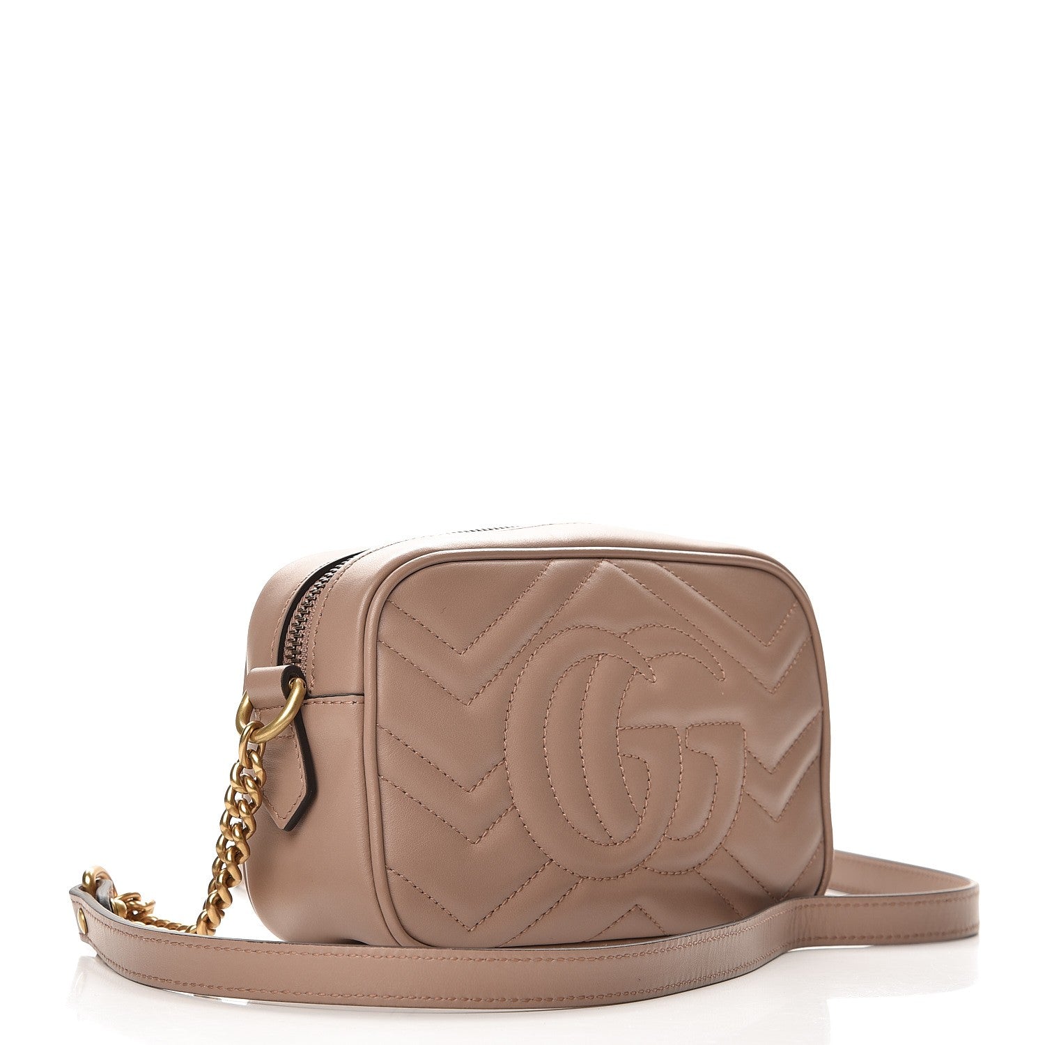 Gucci Calfskin Matelasse Mini GG Marmont Chain Shoulder Bag Porcelain Rose 3 of 8