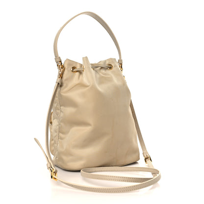 Prada Re-Nylon Saffiano Duet Bucket Crossbody Bag Deserto 3 of 12