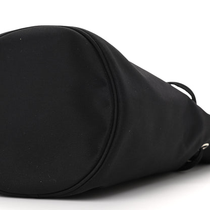 Balenciaga Recycled Sport Nylon Logo Embroidered Wheel Drawstring Bucket Bag Black White 10 of 10