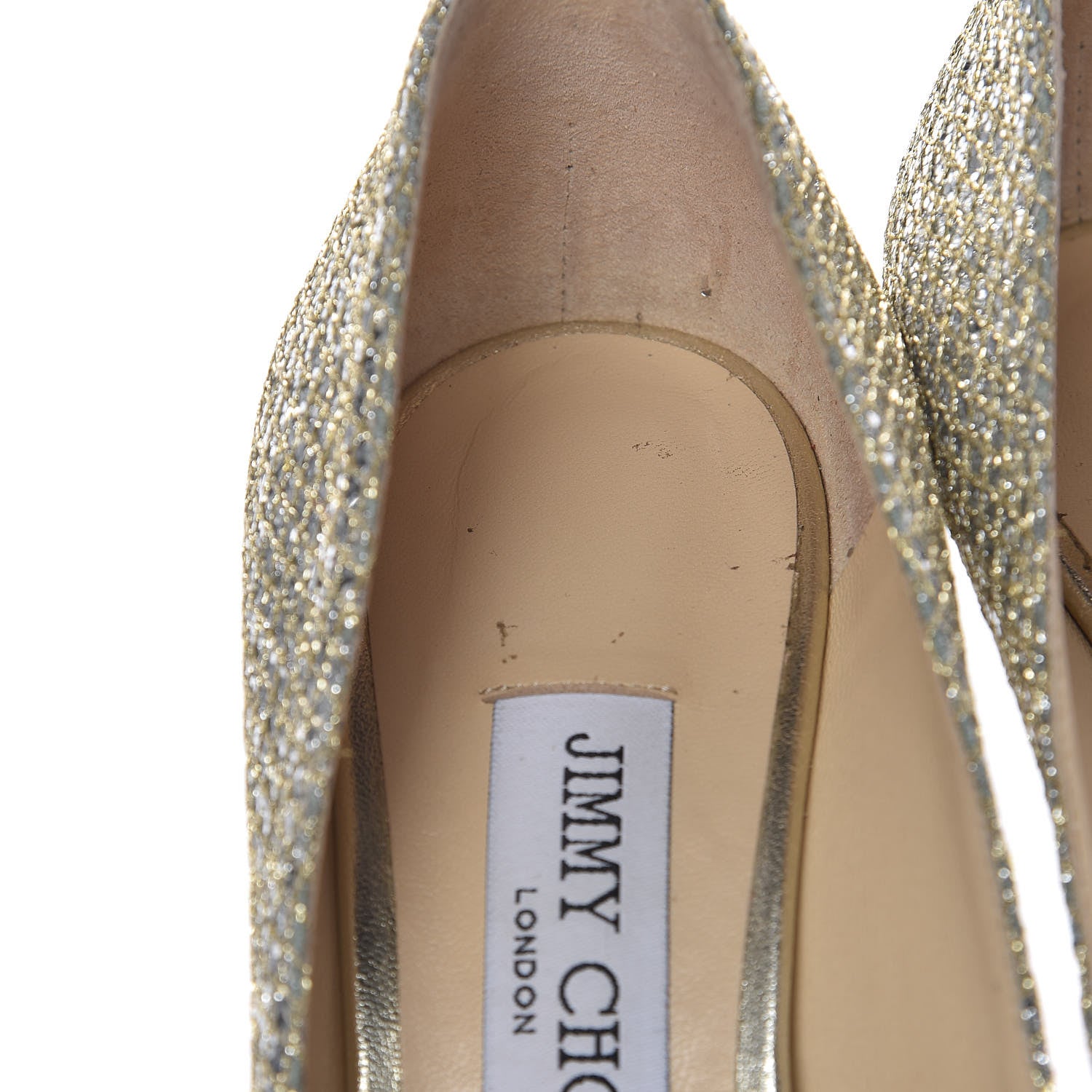 Jimmy Choo Glitter Crystal Marvel 100 Pumps 38 Champagne 8 of 13