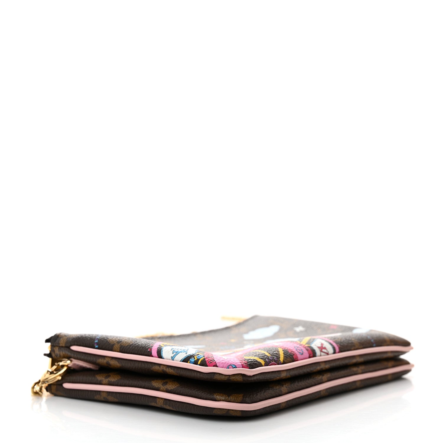 Louis Vuitton Monogram 2020 Christmas Animation Big Wheel Double Zip Pochette Rose Ballerine 4 of 11