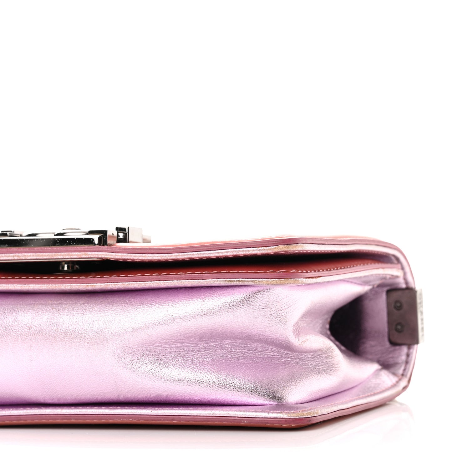 Metallic Patent Calfskin Quilted Small Boy Flap Pink