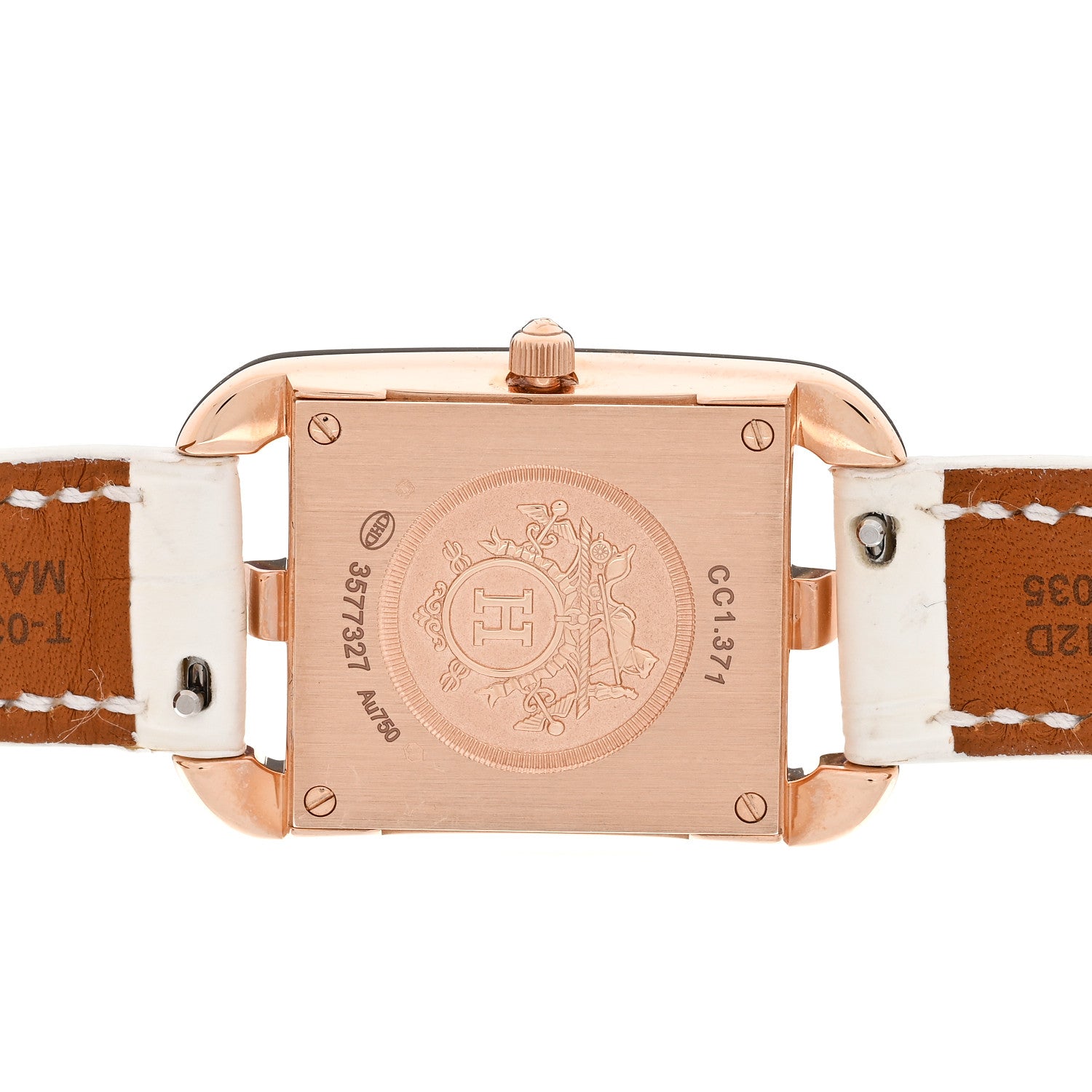 Hermes 18K Rose Gold Alligator Diamond Bezel 23mm Cape Cod Chaine d'Ancre Joaillier Quartz Watch Blanc 4 of 5