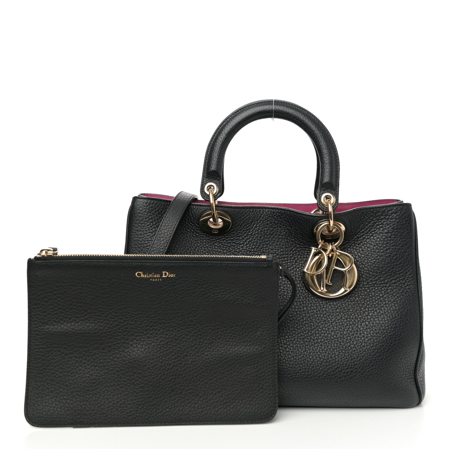 Christian Dior Bullcalf Medium Diorissimo Tote Black Rose Indien 3 of 12