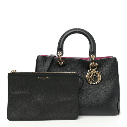 Christian Dior Bullcalf Medium Diorissimo Tote Black Rose Indien 3 of 12