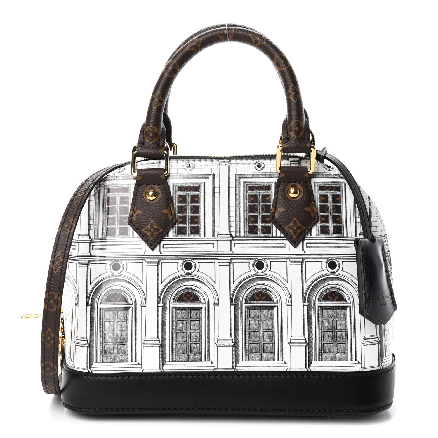 Louis Vuitton X FORNASETTI Calfskin Architettura Alma BB Black White 1 of 4
