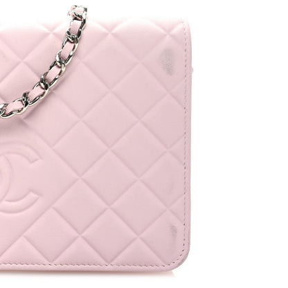 Chanel Lambskin Quilted Diamond CC Wallet On Chain WOC Pink 11 of 11