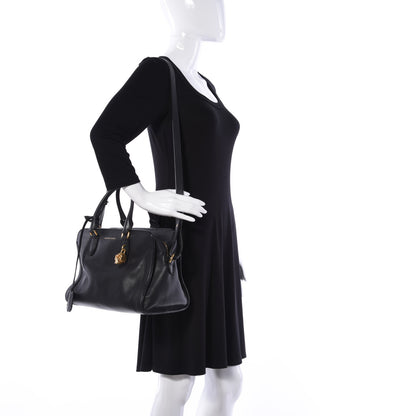 Alexander McQueen Pebbled Calfskin Small Skull Padlock Zip Around Tote Black 2 of 13