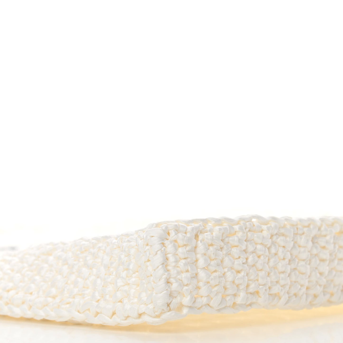 Yarn Raffia Effect Crochet Logo Embroidered Tote Bag White