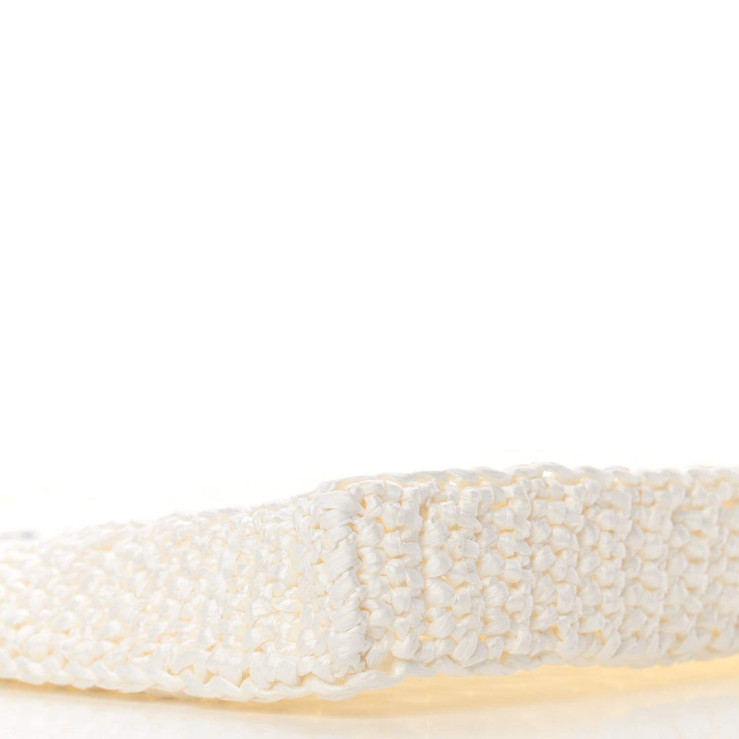 Prada Yarn Raffia Effect Crochet Logo Embroidered Tote Bag White 8 of 9
