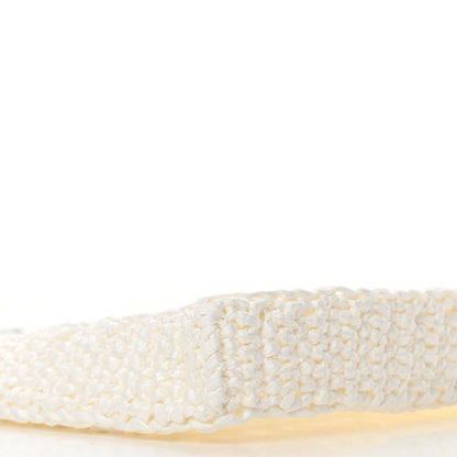 Prada Yarn Raffia Effect Crochet Logo Embroidered Tote Bag White 8 of 9