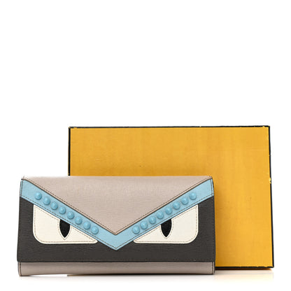 Fendi Vitello Elite Monster Eyes Studded Continental Wallet On Chain Carbone White Multicolor 13 of 13