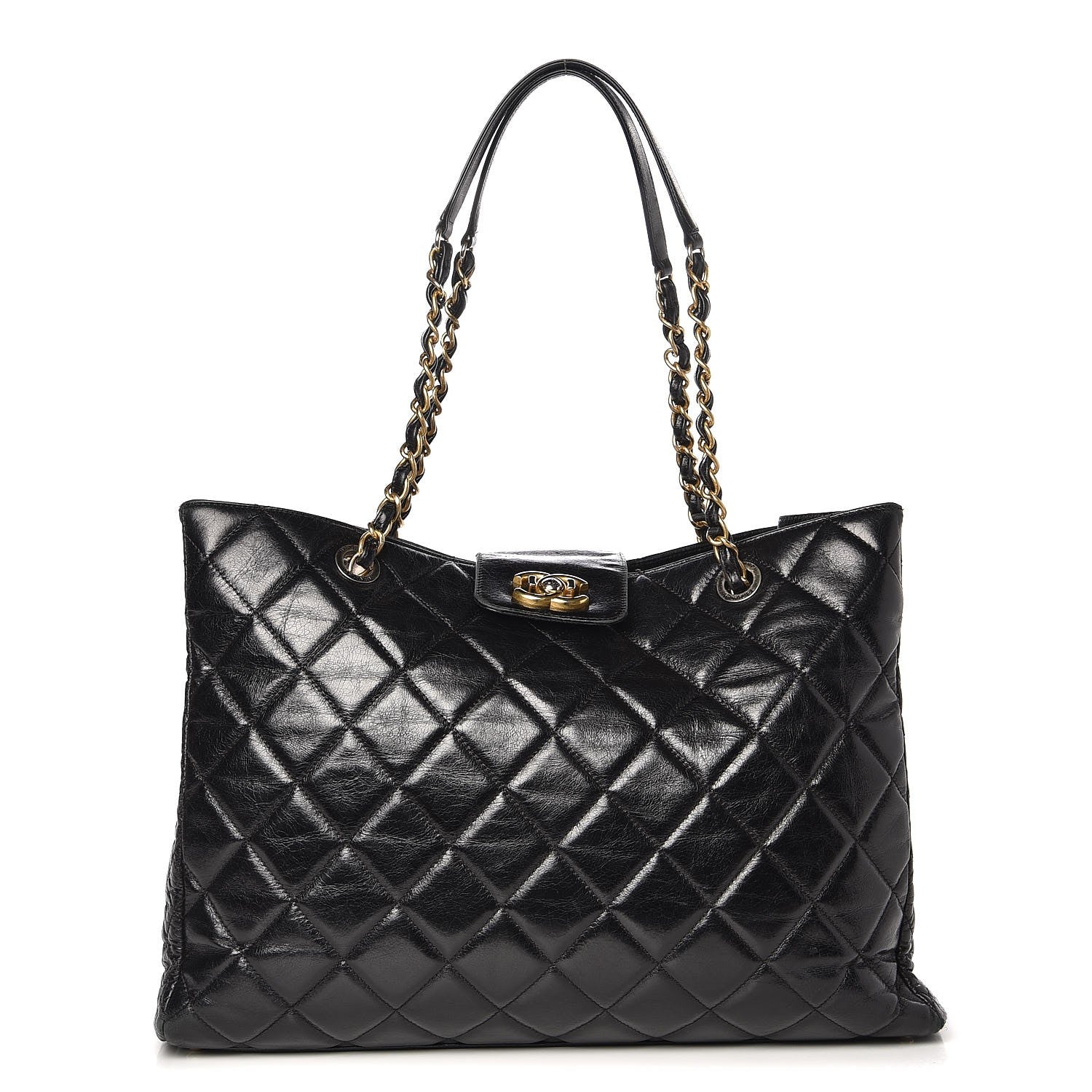 Chanel Glazed Calfskin Quilted Large Tote Black 1 of 9