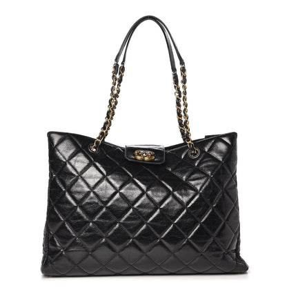 Chanel Glazed Calfskin Quilted Large Tote Black 1 of 9
