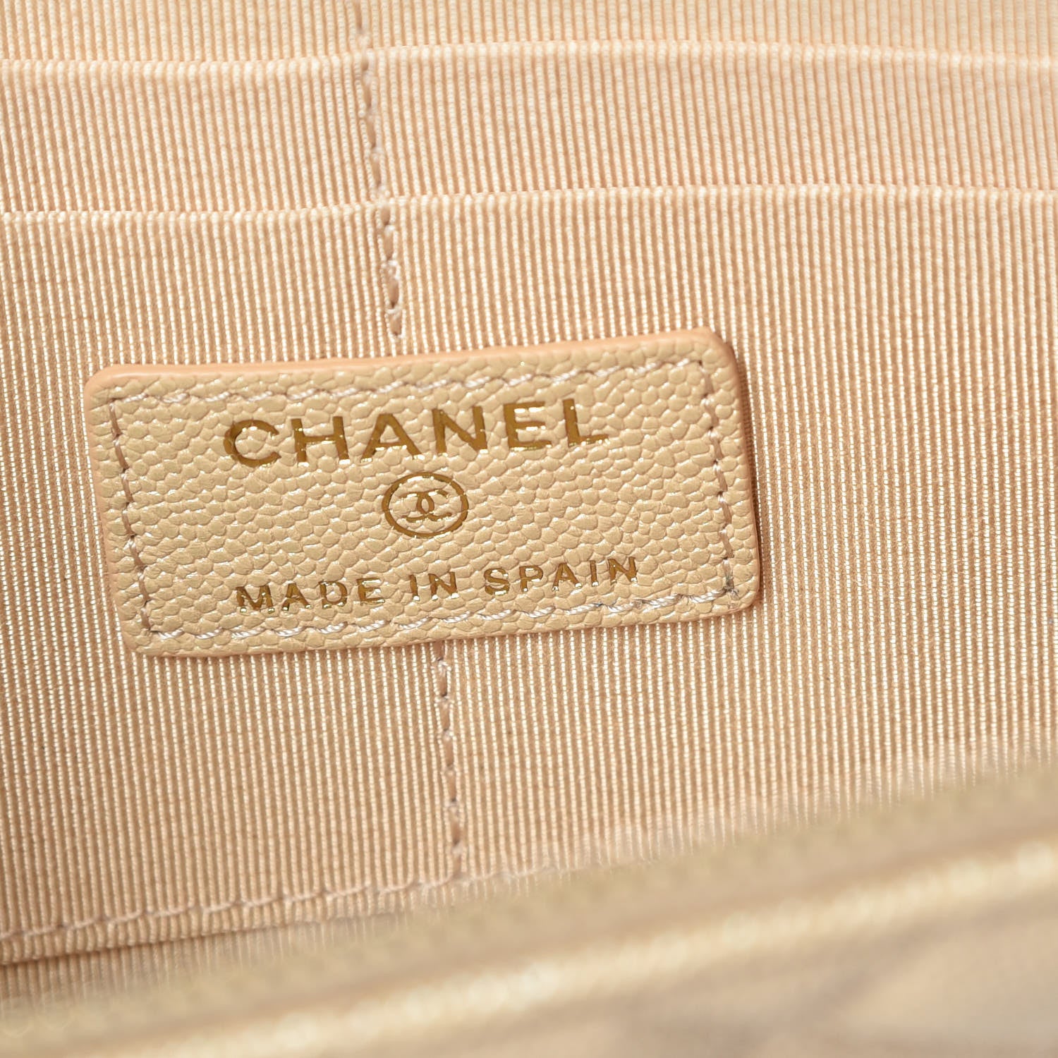 Chanel Iridescent Caviar Quilted Classic Pouch With Handle Beige 6 of 9