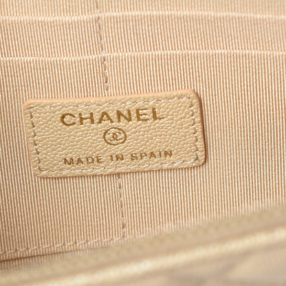 Chanel Iridescent Caviar Quilted Classic Pouch With Handle Beige 6 of 9