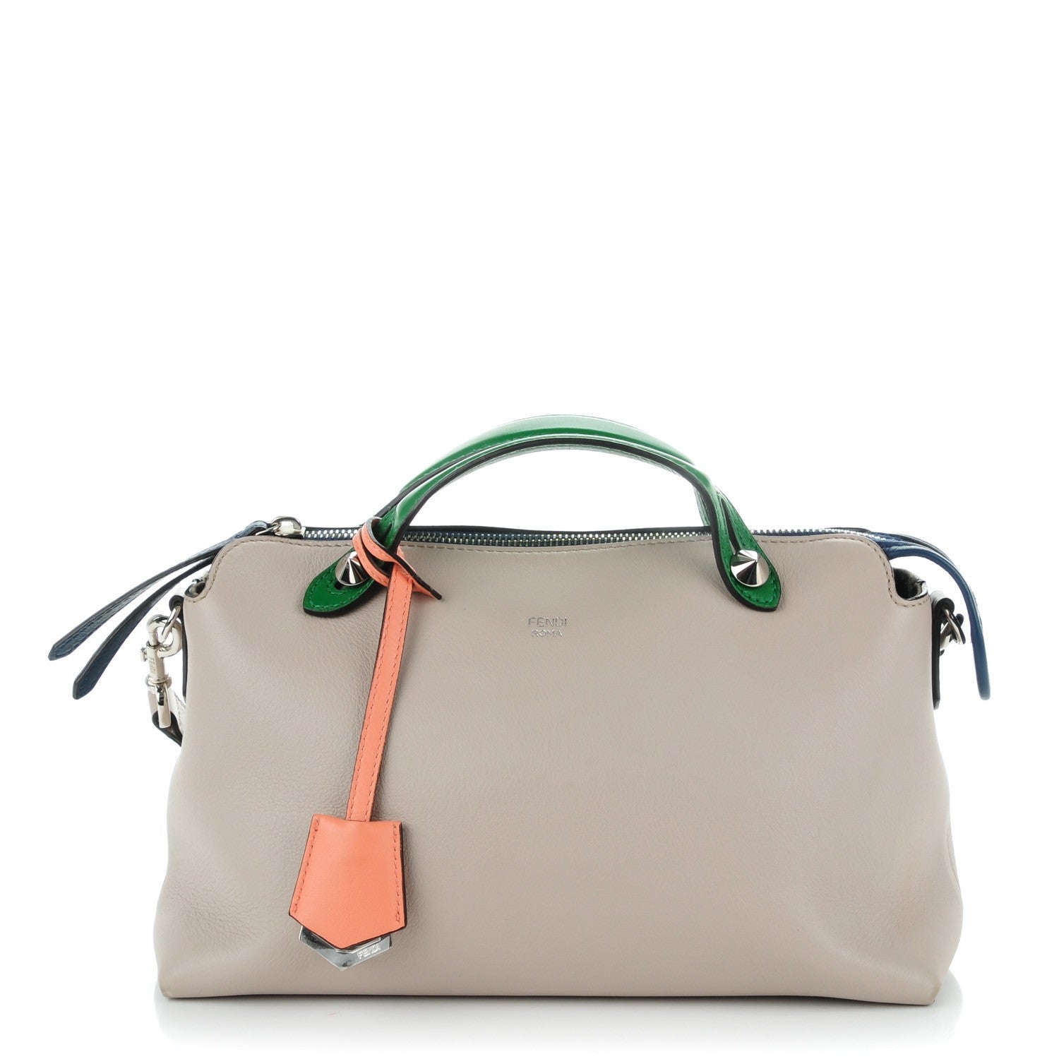 Fendi Vitello Dolce 4 Color Medium By The Way Boston Bag Grigio Polvere Emerald Multicolor 1 of 8