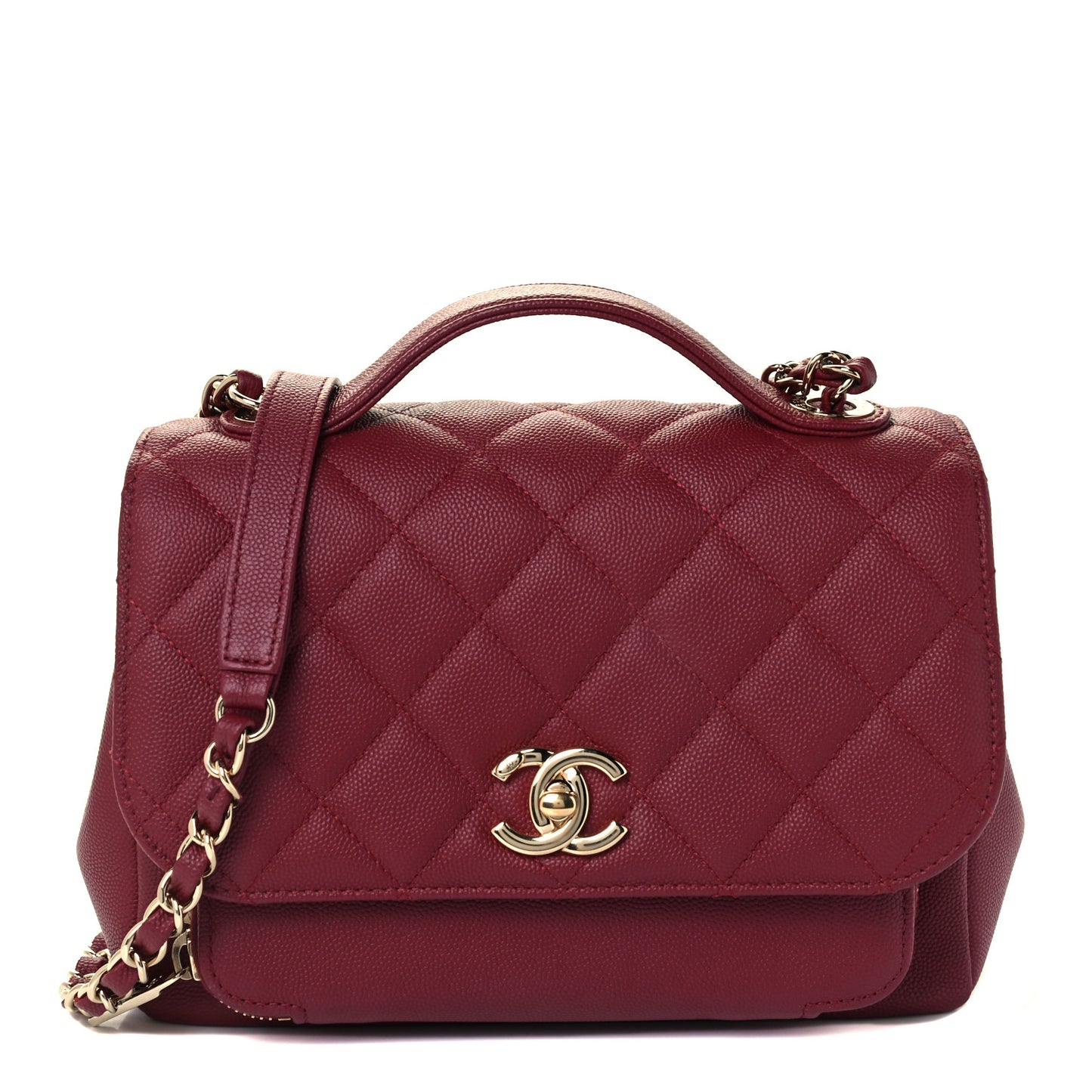 Caviar Quilted Small Business Affinity Flap Burgundy