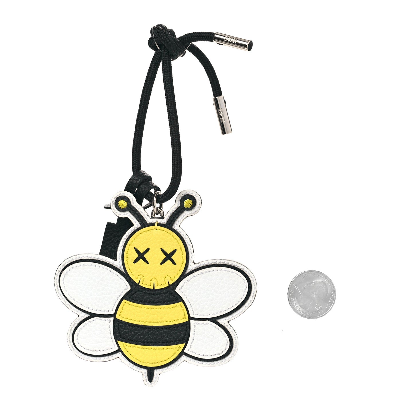 x KAWS Grained Calfskin Bee Charm Key Ring Yellow