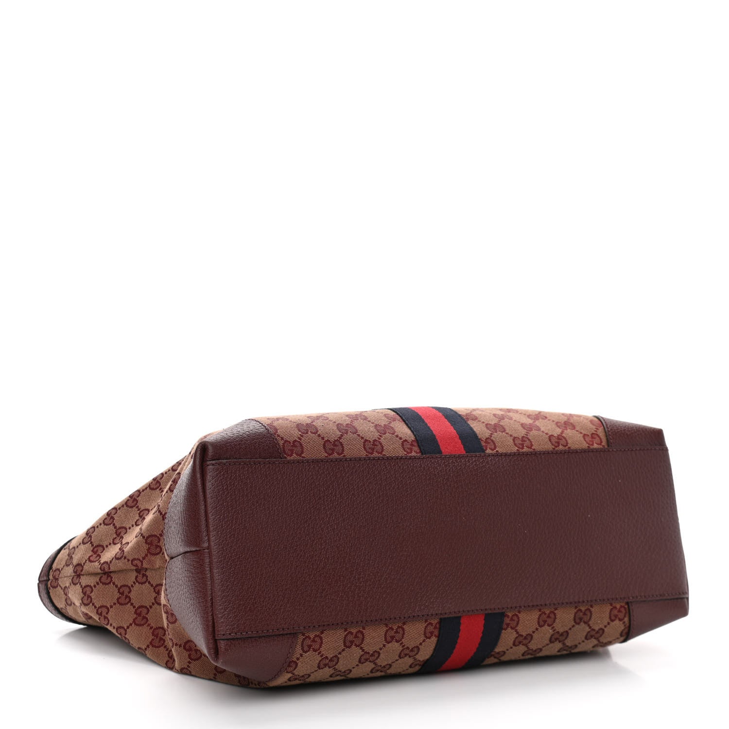 Gucci Monogram Textured Dollar Calfskin Web Medium Ophidia Shopping Tote Sahara Rubino Chardonnay 3 of 13