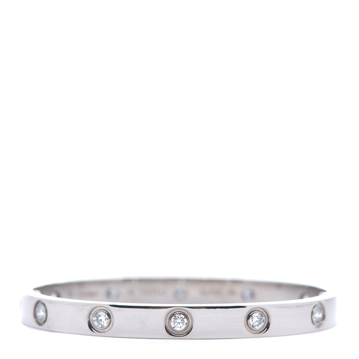 Cartier 18K White Gold 10 Diamond LOVE Bracelet 16 1 of 5
