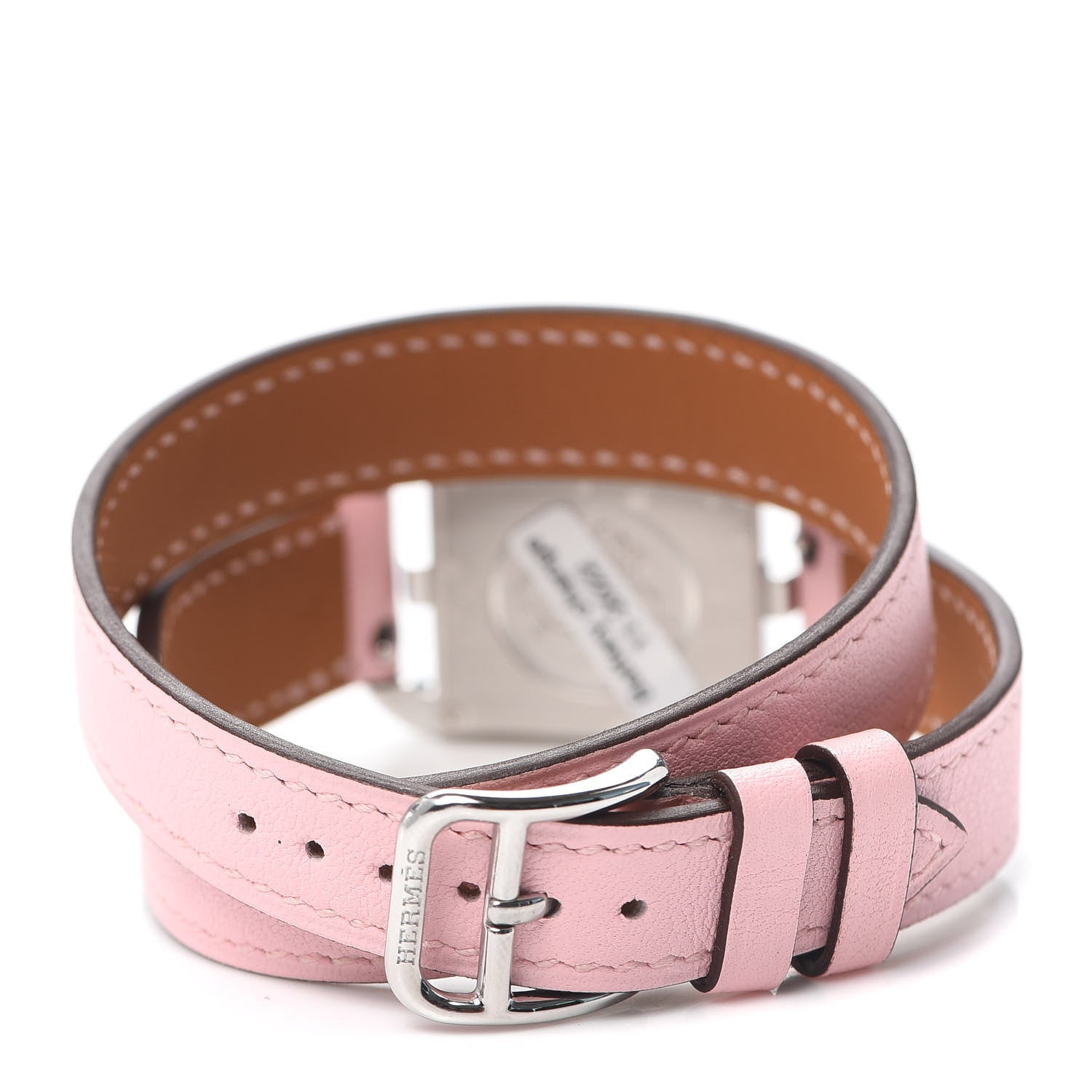 Hermes Stainless Steel Swift Diamond Pink Sapphire Mother of Pearl 23mm Cape Cod Double Tour Quartz Watch Rose Sakura 3 of 5