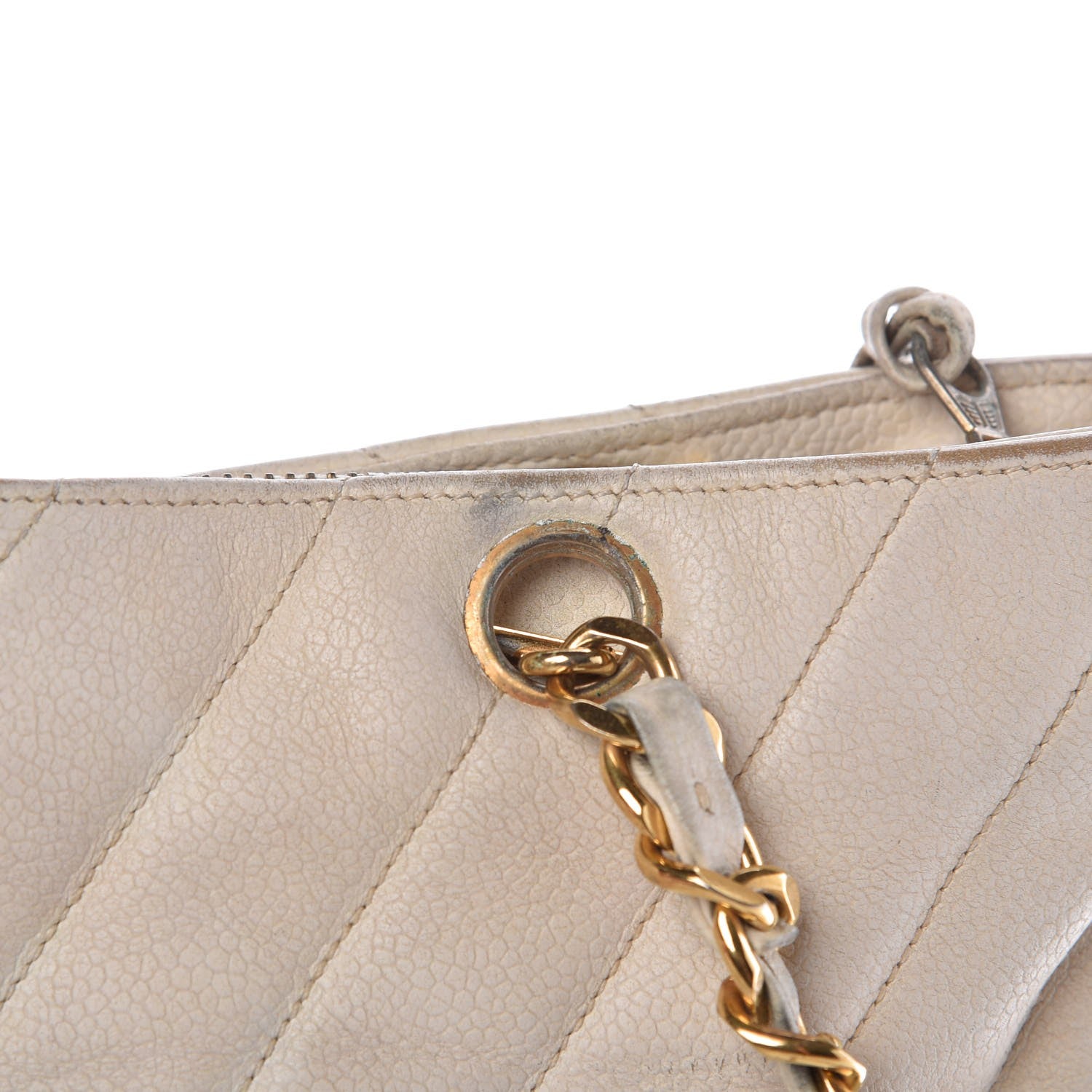 Chanel Caviar Chevron Quilted Shoulder Bag White 24 of 25