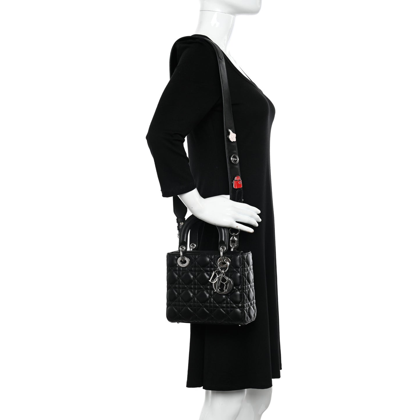 Lambskin Cannage Small Lucky Badges My Lady Dior Black