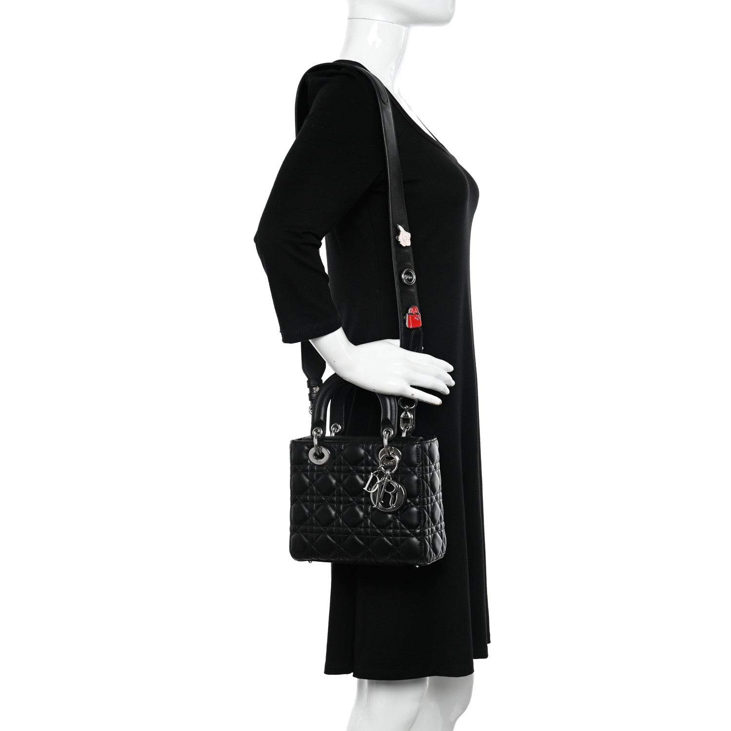 Christian Dior Lambskin Cannage Small Lucky Badges My Lady Dior Black 2 of 17