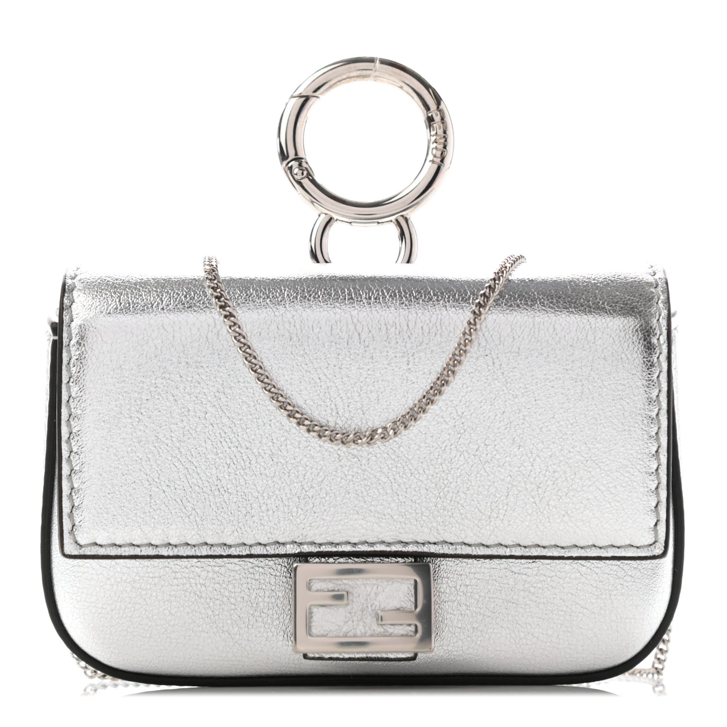 Vitello Catalan Mirror Nano Baguette Charm Argento