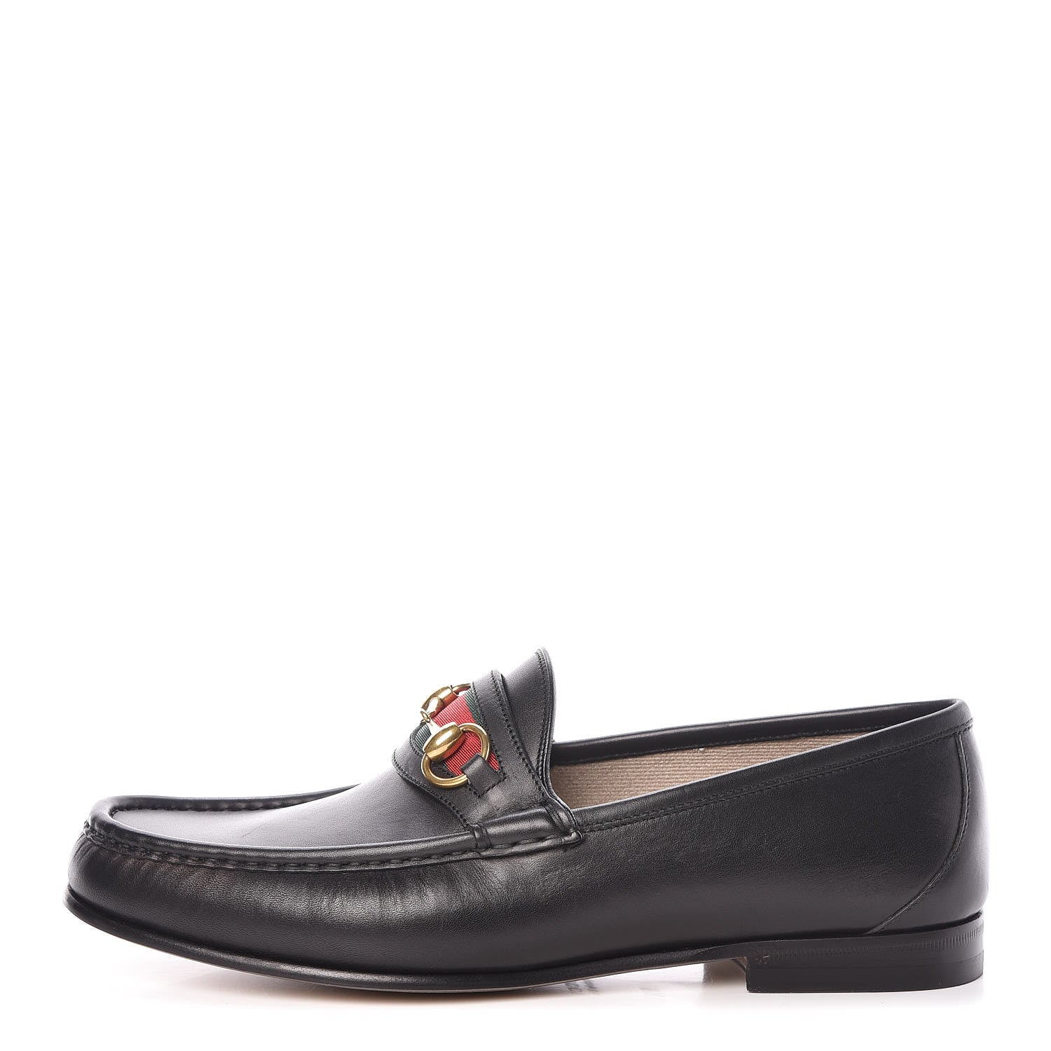 Gucci Calfskin Cirano Lux Web Mens 1953 Horsebit Loafers 8.5 Black 1 of 12