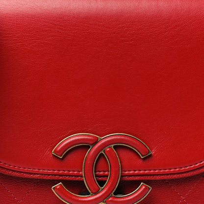 Chanel Shiny Calfskin Goatskin Quilted Small Coco Curve Messenger Flap Red 8 of 10