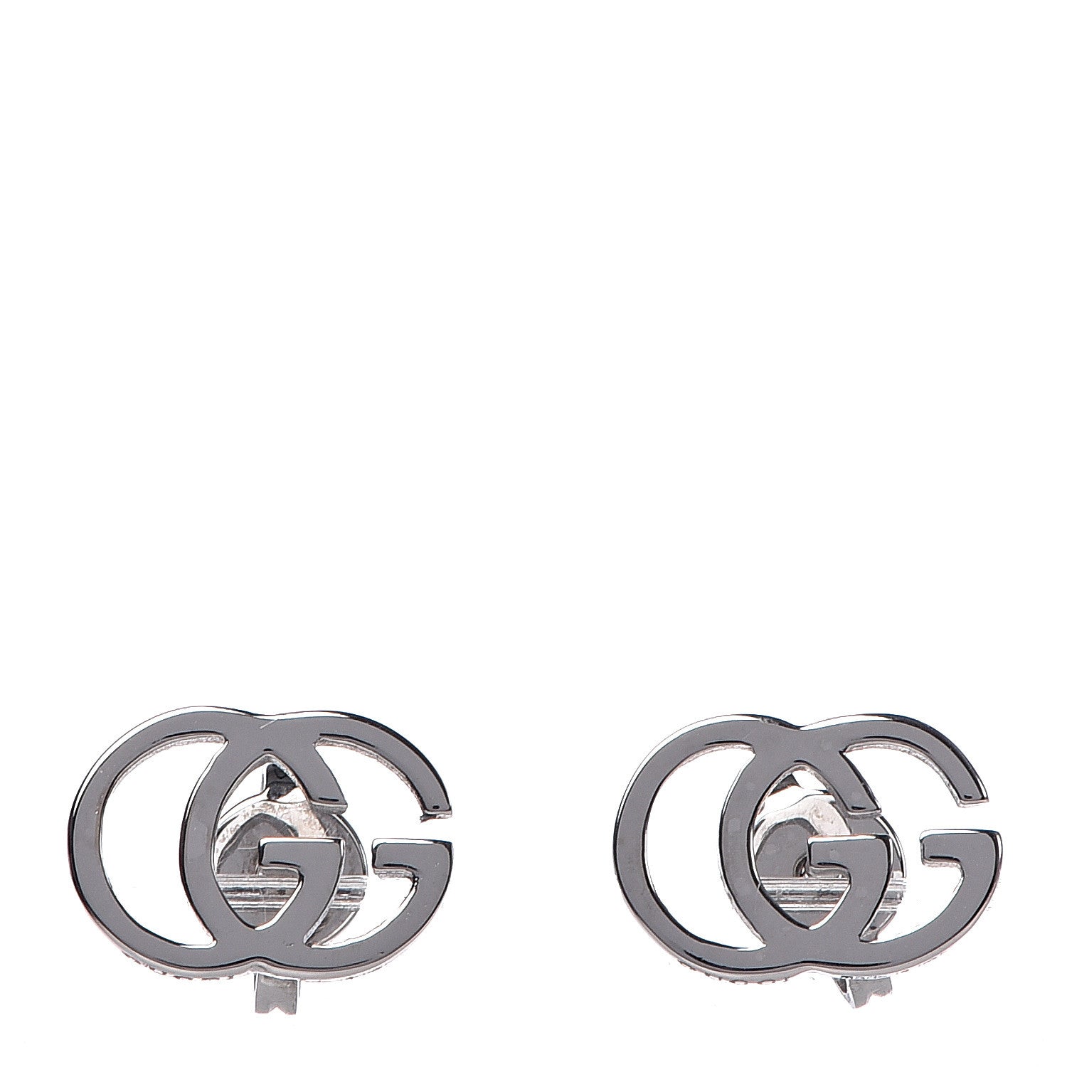 Gucci 18K White Gold GG Tissue Stud Earrings 1 of 5