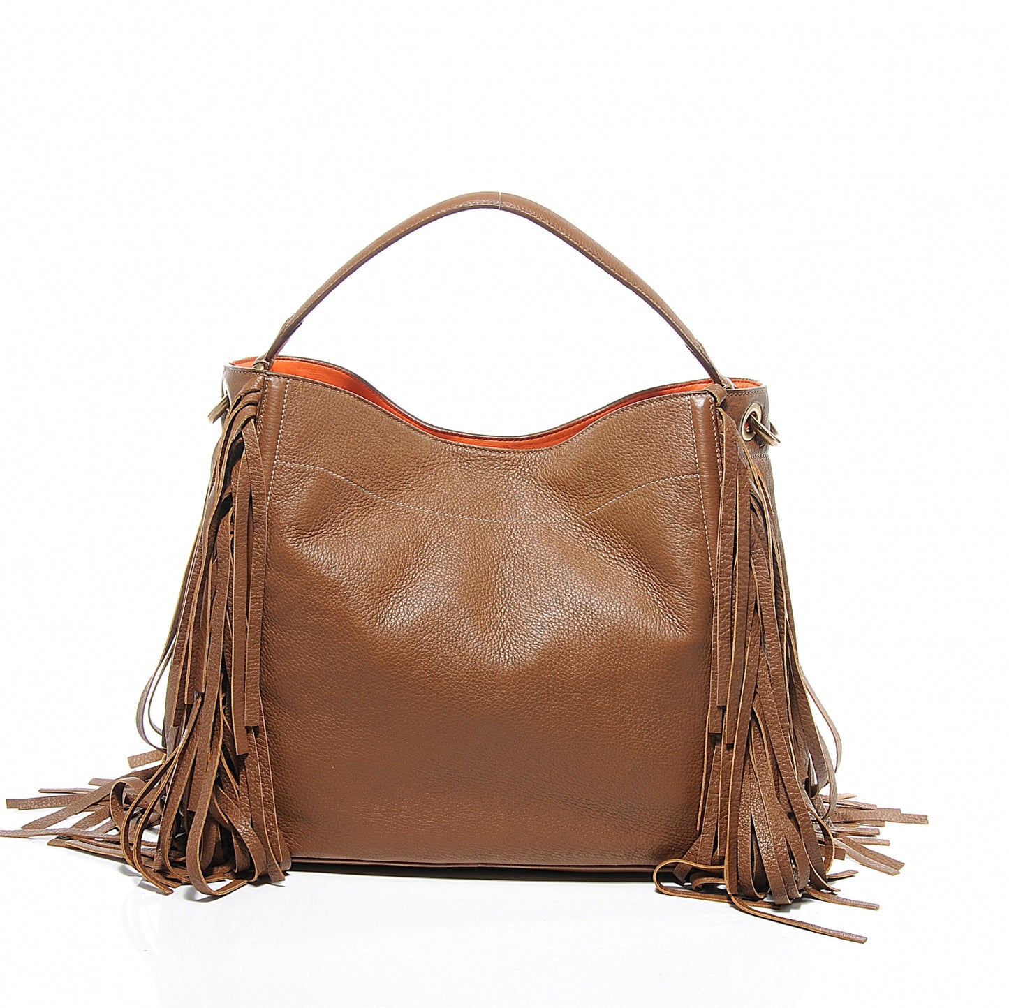 Cervo Deerskin Fringe Hobo Cammello