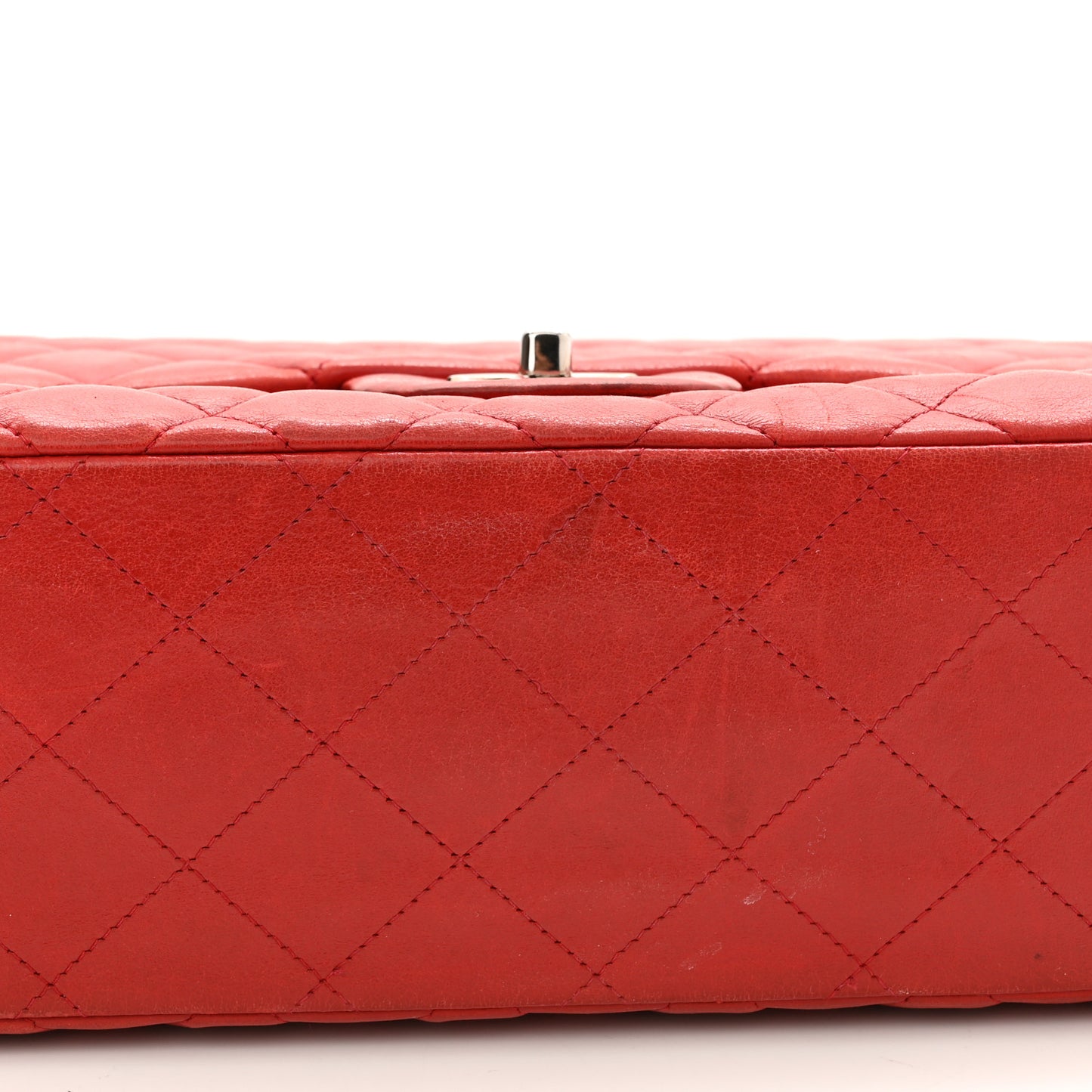 Lambskin Quilted Maxi Single Flap Red