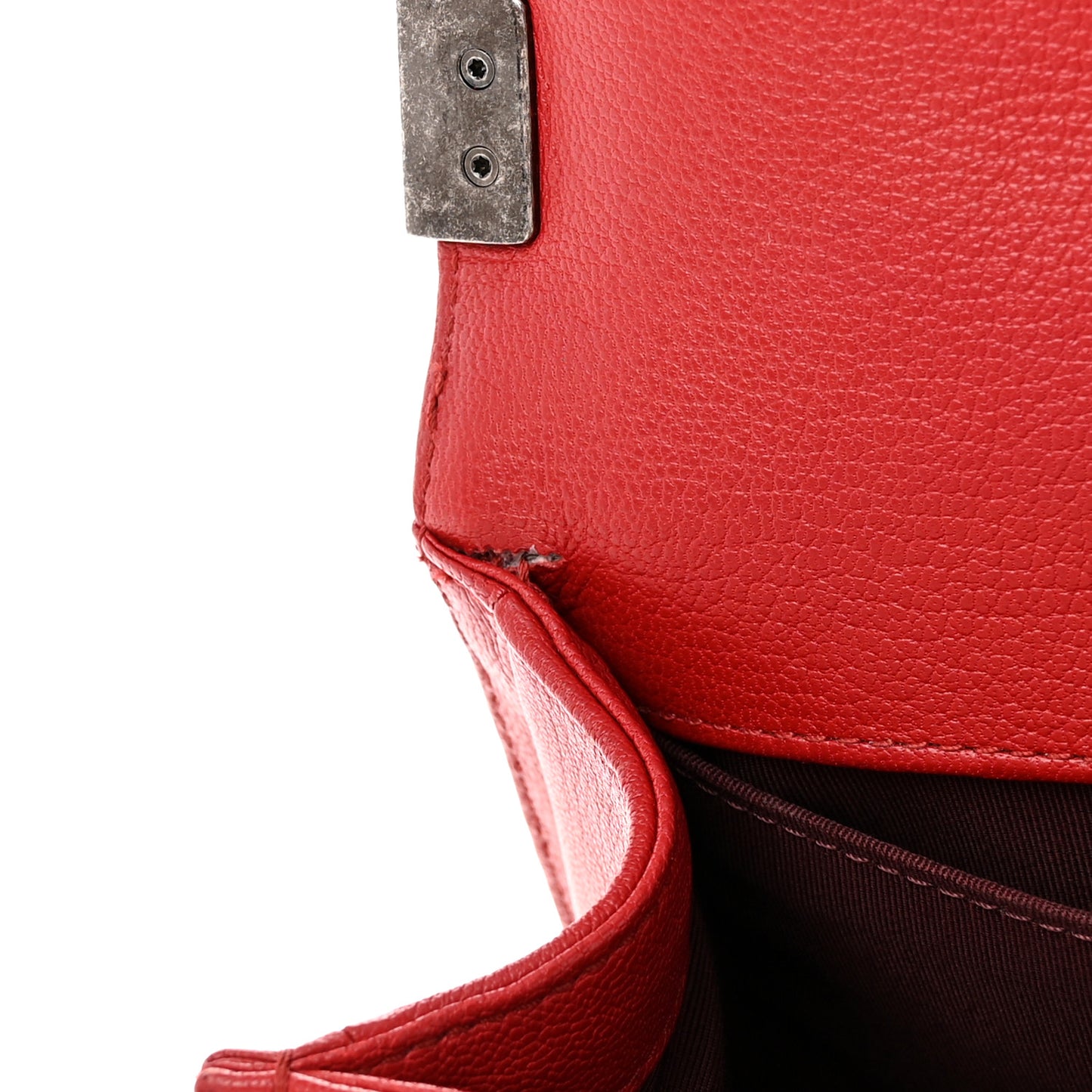 Goatskin Quilted Patent Medium Duo Boy Flap Red